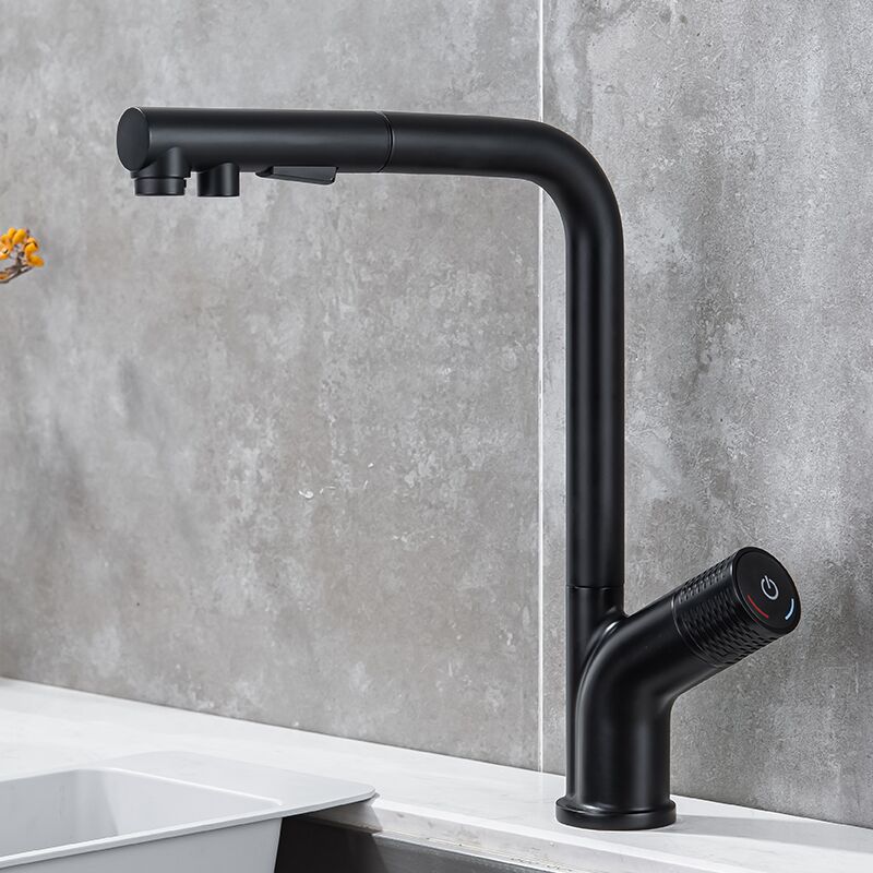 7-shaped high quality matte black pull-out sprayer kitchen faucet hot and cold water faucet (9) 7-shaped high quality matte black pull-out sprayer kitchen faucet hot and cold water faucet (9)