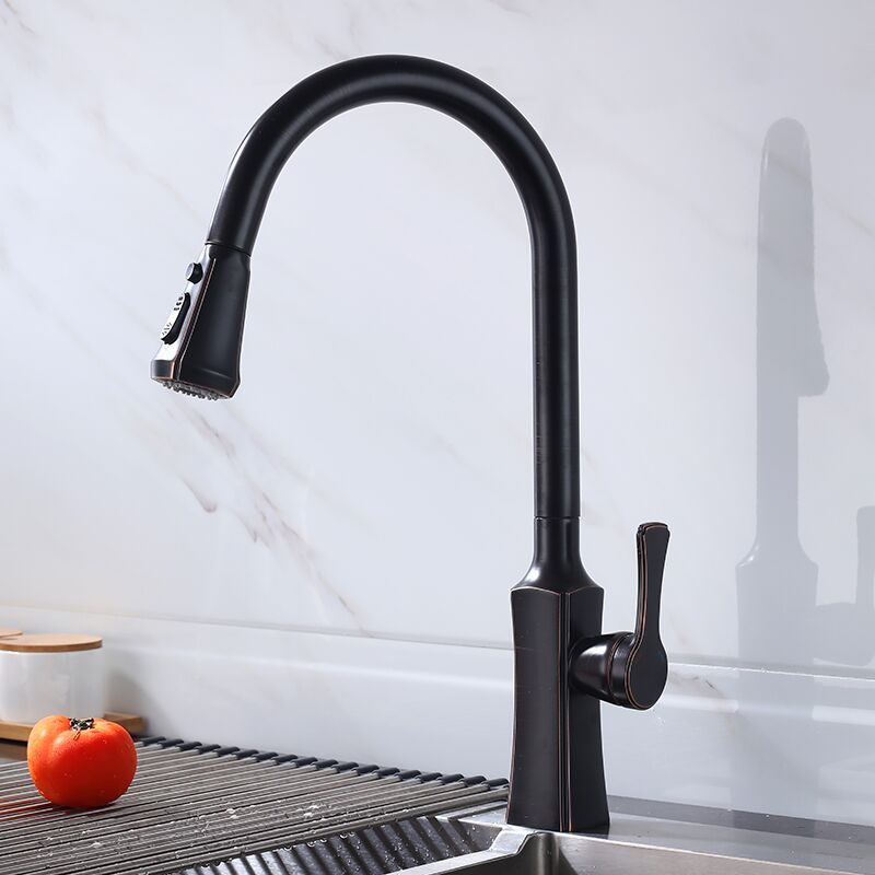 Faucet manufacturer wholesale 360 degree 304 stainless steel can be pulled out faucet hand faucet universal rotating telescopic black kitchen faucet (2) Faucet manufacturer wholesale 360 degree 304 stainless steel can be pulled out faucet hand faucet universal rotating telescopic black kitchen faucet (2)