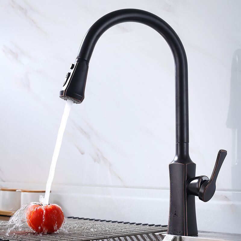 Faucet manufacturer wholesale 360 degree 304 stainless steel can be pulled out faucet hand faucet universal rotating telescopic black kitchen faucet (3) Faucet manufacturer wholesale 360 degree 304 stainless steel can be pulled out faucet hand faucet universal rotating telescopic black kitchen faucet (3)