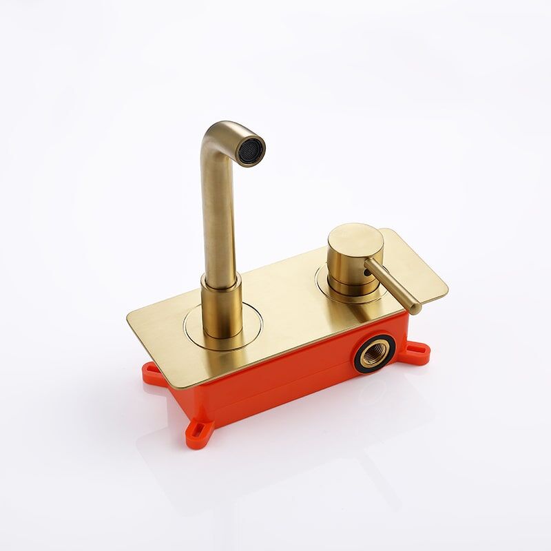 Modern Faucet Dual Handle Brushed Gold Bathroom Sink Faucet Wall Mounted 2 Holes Basin Mixer Taps-2