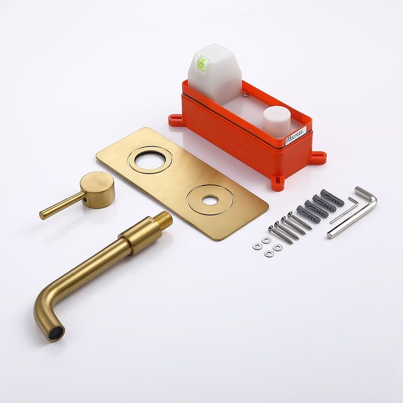 Modern Faucet Dual Handle Brushed Gold Bathroom Sink Faucet Wall Mounted 2 Holes Basin Mixer Taps-4