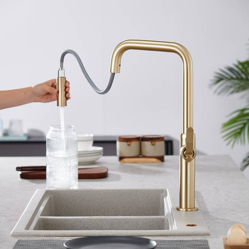 Single Handle Design Kitchen Sink Taps Faucet Pull Out Kitchen Faucets Gold With Pull Down Sprayer (4) Single Handle Design Kitchen Sink Taps Faucet Pull Out Kitchen Faucets Gold With Pull Down Sprayer (4)