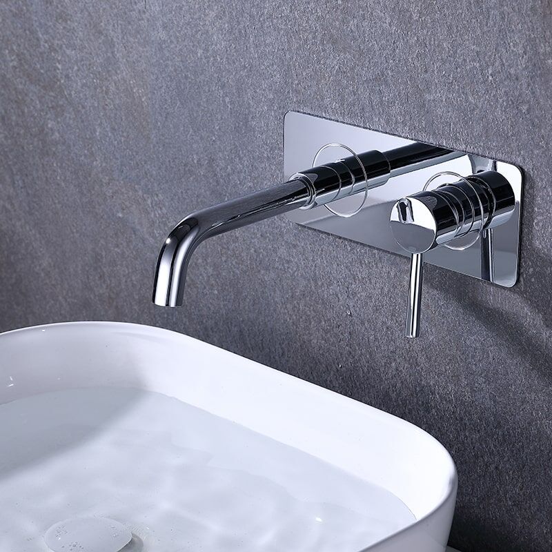 Wall Mount Single Handle Hotel Bathroom Basin Faucet Hot Cold Mixer Tap-2