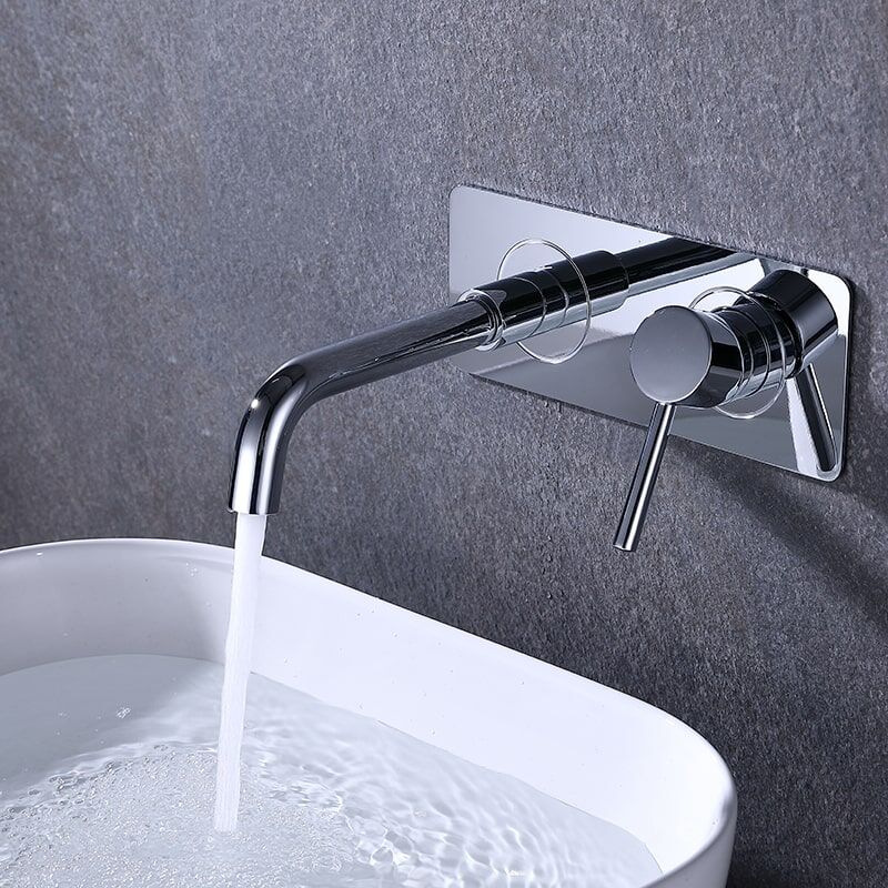 Wall Mount Single Handle Hotel Bathroom Basin Faucet Hot Cold Mixer Tap-3