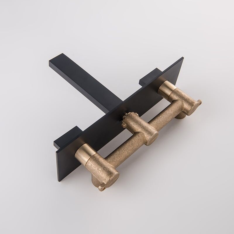 brass 2 lever handles square wall mounted Waterfall bathroom sink basin faucet-2
