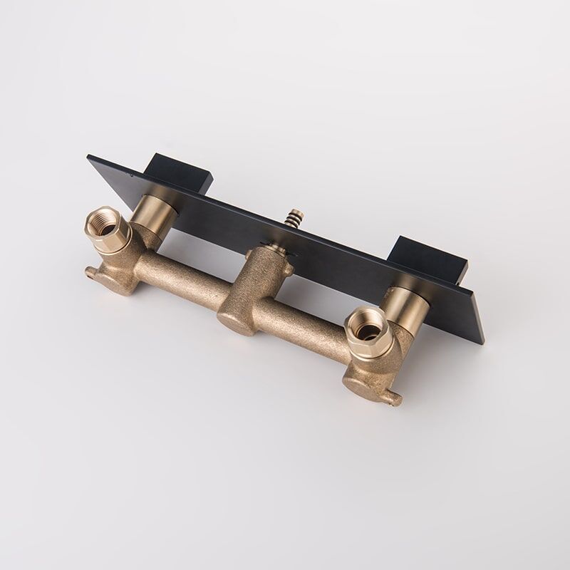 brass 2 lever handles square wall mounted Waterfall bathroom sink basin faucet-9