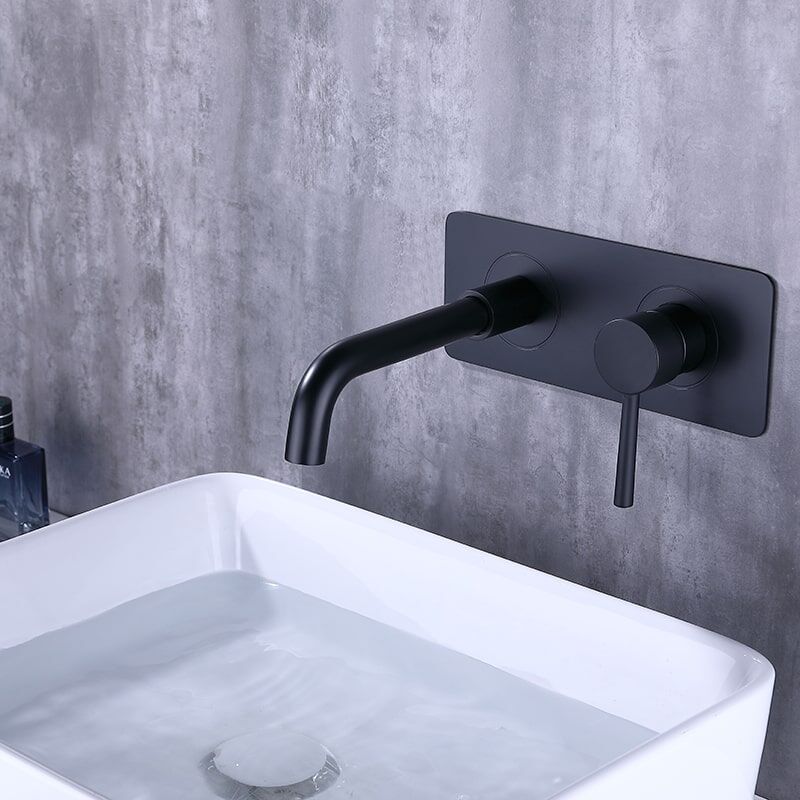 single handle matt black bathroom basin faucet 2 hole wall mounted faucet-4